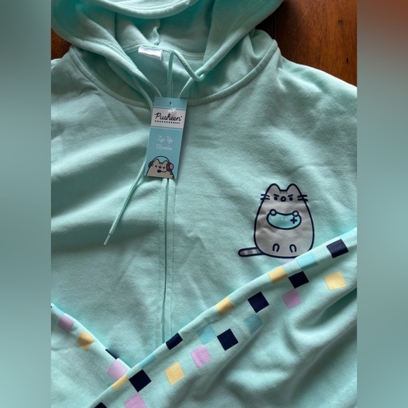 Pusheen XL Mint Green Hoodie with Colorful Accents - Picture 2 of 10